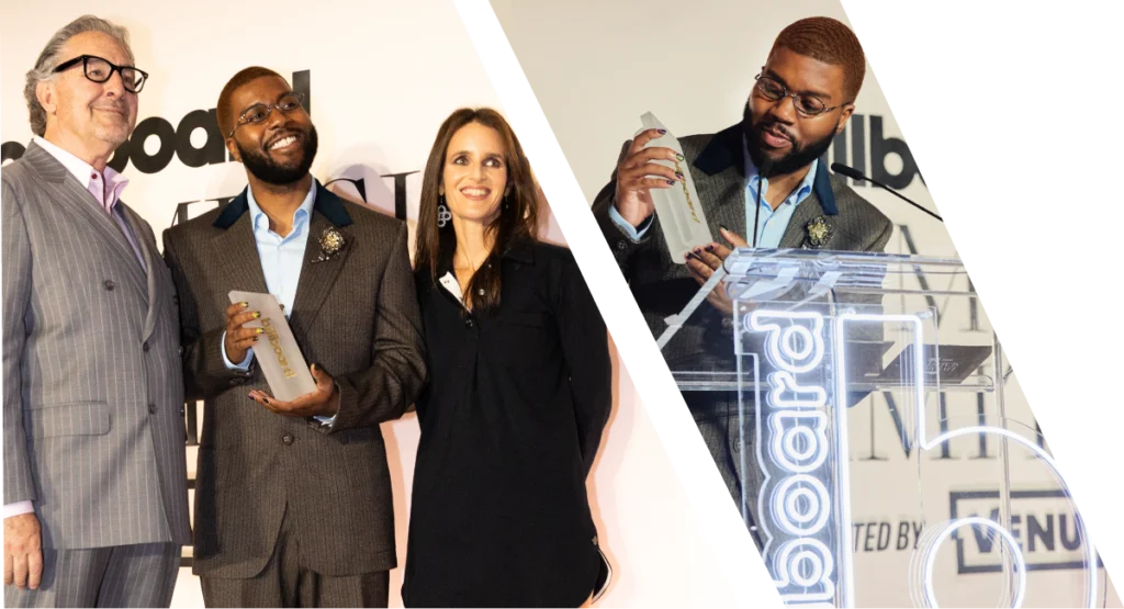 Khalid accepting the Disruptor Award